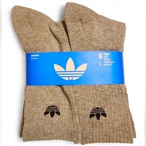 6 Pair Men's NWT Grey Adidas Cushioned Crew Socks Large Size 8-12